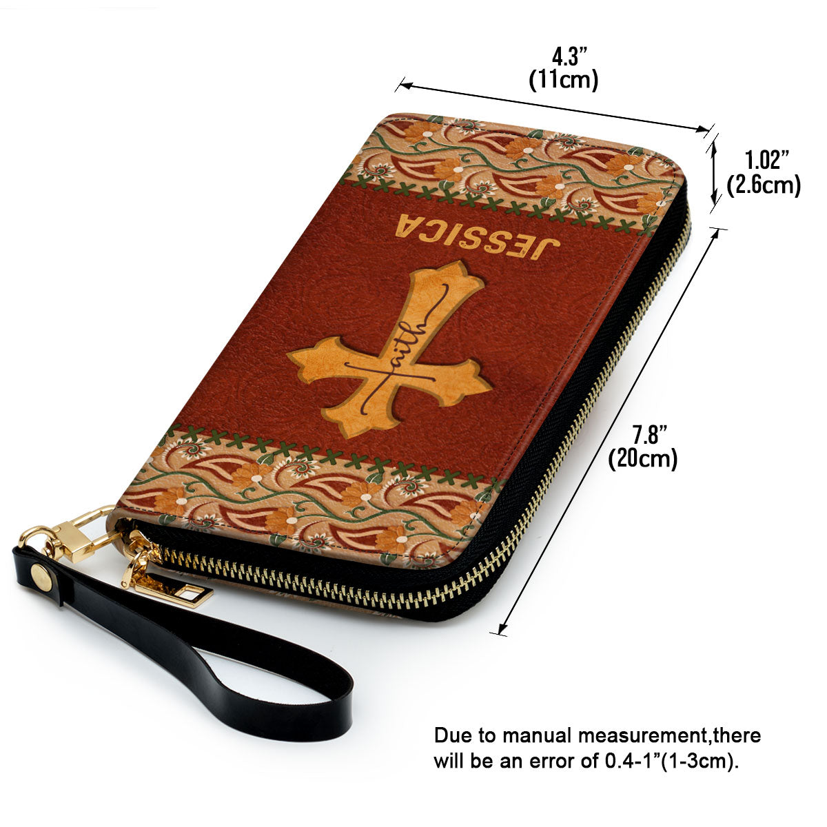 Women Clutch Purse - Christian Gifts For Women Not Perfect Just Forgiven Personalized Faith Cross Zippered Leather Clutch Purse