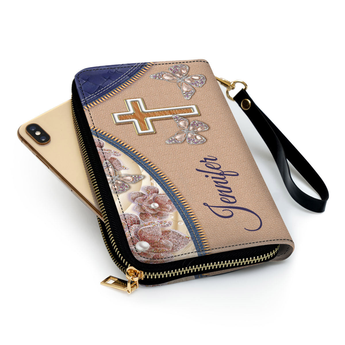 Women Clutch Purse - Christian Spiritual Gifts For Women Personalized Zippered Leather Clutch Purse For God So Loved The World