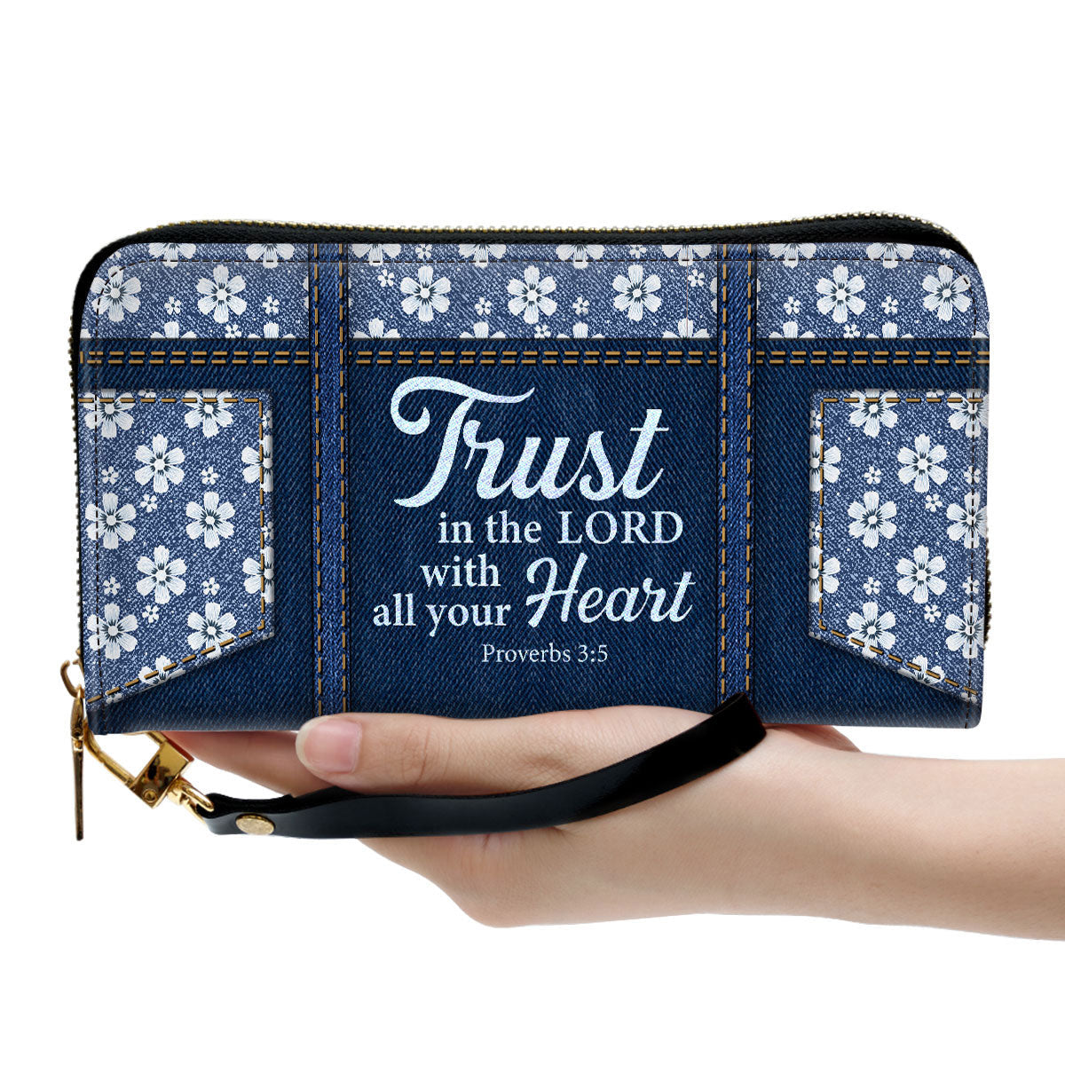 Women Clutch Purse - Clutch Purse With Wristlet Strap Handle Proverbs 35 Trust In The Lord With All Your Heart