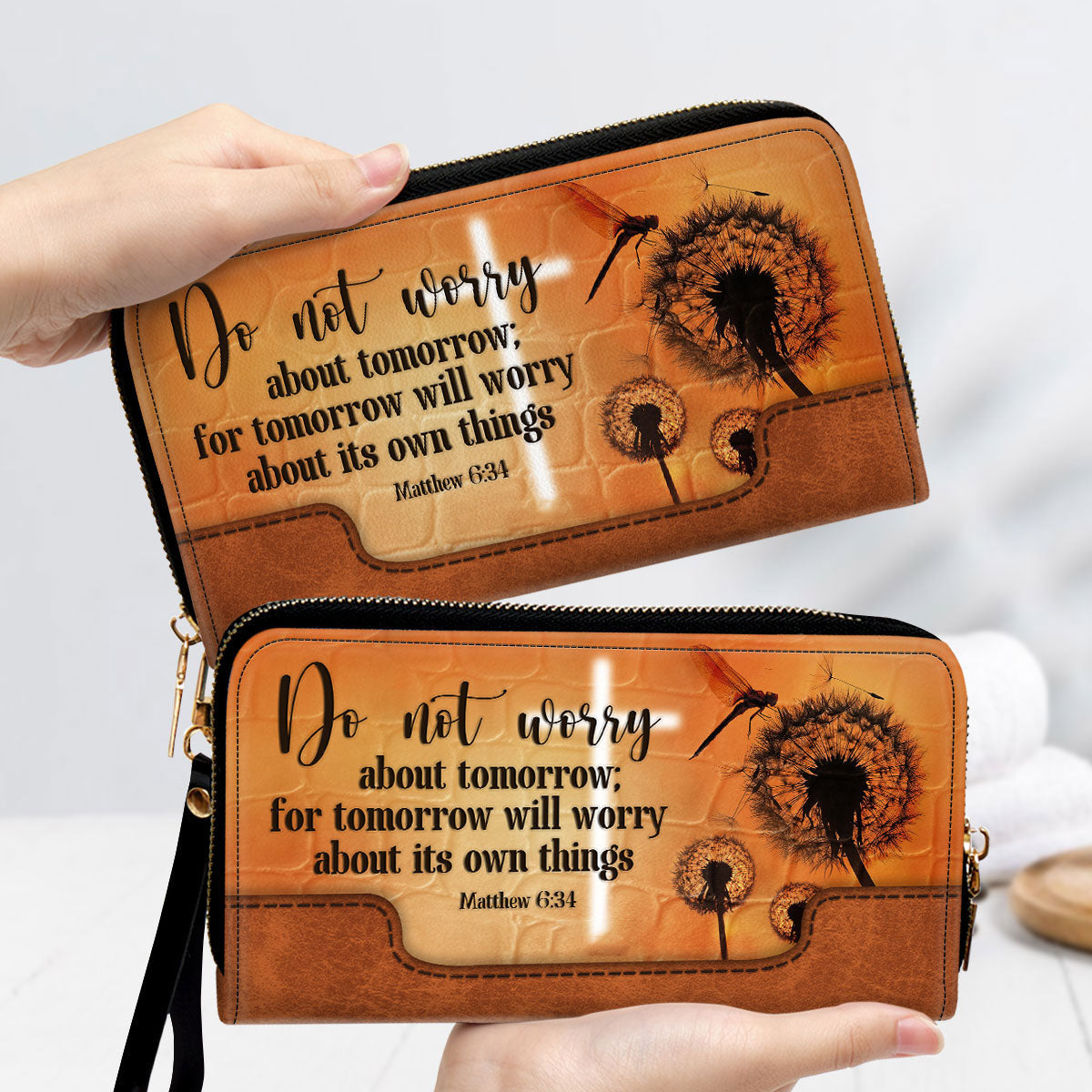 Women Clutch Purse - Do Not Worry About Tomorrow - Adorable Dandelion Clutch Purse