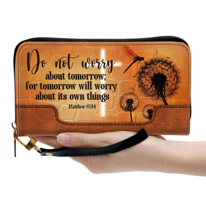 Women Clutch Purse - Do Not Worry About Tomorrow - Adorable Dandelion Clutch Purse