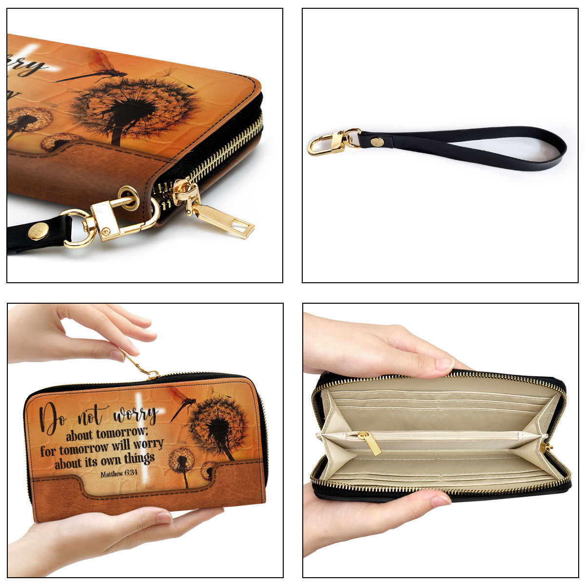 Women Clutch Purse - Do Not Worry About Tomorrow - Adorable Dandelion Clutch Purse