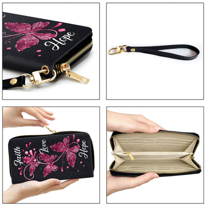 Women Clutch Purse - Faith, Hope, Love - Pretty Butterfly Clutch Purse