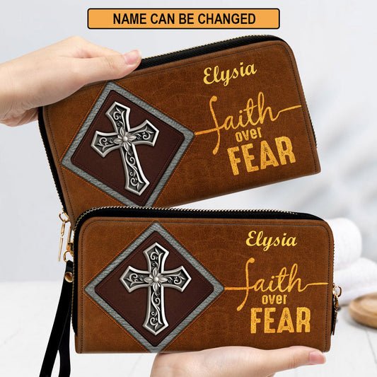 Women Clutch Purse - Faith Over Fear - Unique Personalized Christian Clutch Purse