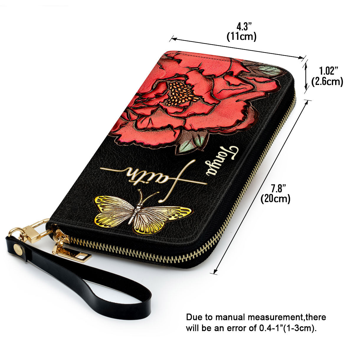Women Clutch Purse - Flower And Butterfly Awesome Personalized Christian Black Clutch Purse