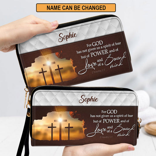 Women Clutch Purse - For God Has Given Us A Spirit Of Power And Of Love - Personalized Cross Clutch Purse