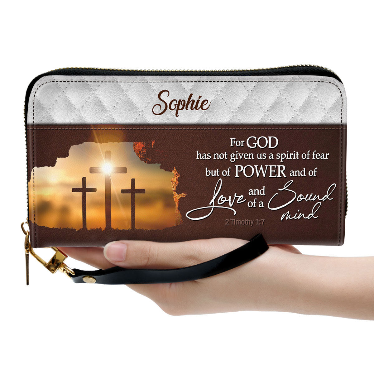 Women Clutch Purse - For God Has Given Us A Spirit Of Power And Of Love - Personalized Cross Clutch Purse