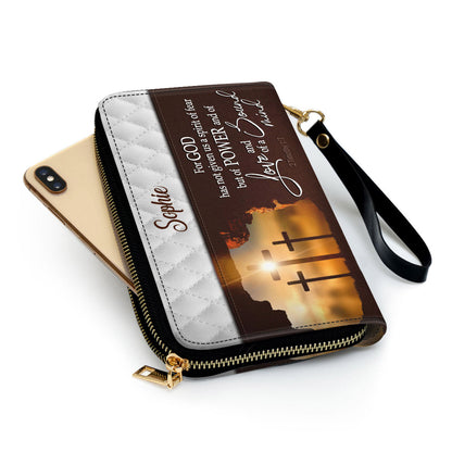 Women Clutch Purse - For God Has Given Us A Spirit Of Power And Of Love - Personalized Cross Clutch Purse