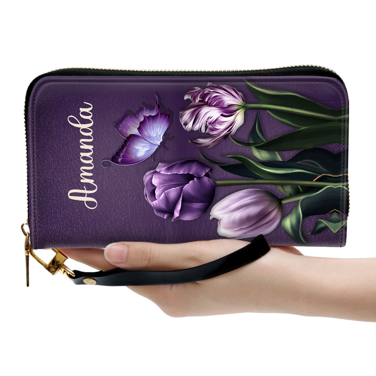 Women Clutch Purse - For God So Loved The World Personalized Purple Leather Clutch Purse Spiritual Gifts For Christian Women