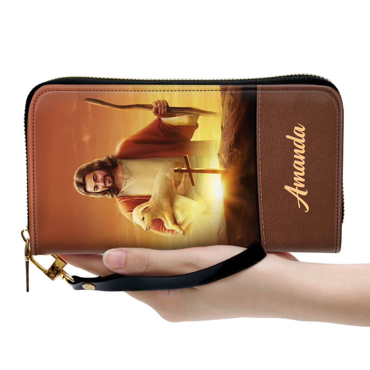 Women Clutch Purse - For I Am Your God Isaiah 4110 Personalized Zippered Leather Clutch Purse Inspirational Gifts For Christian Women