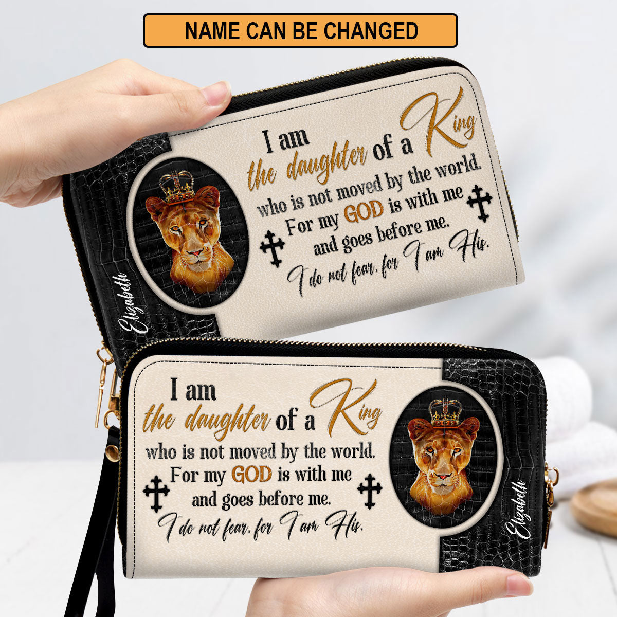 Women Clutch Purse - For My God Is With Me And Goes Before Me - Unique Personalized Cross Clutch Purse