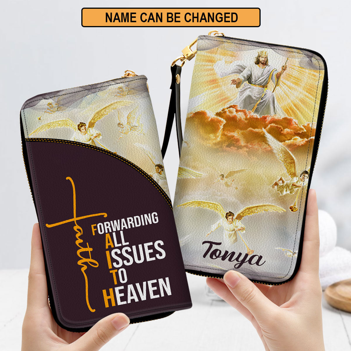 Women Clutch Purse - Forwarding All Issues To Heaven Personalized Jesus Leather Clutch Purse Worship Gift For Christians