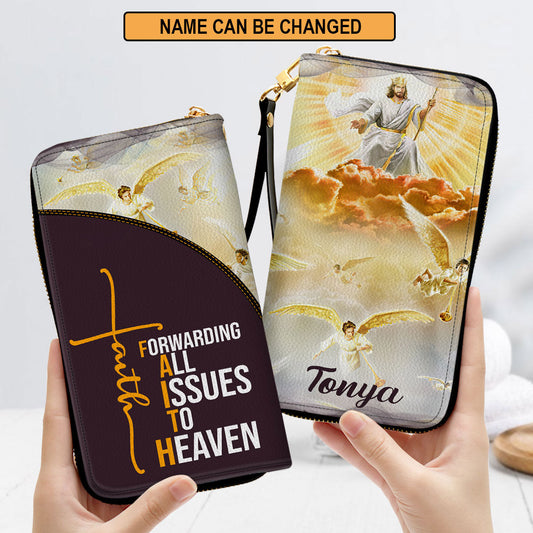 Women Clutch Purse - Forwarding All Issues To Heaven Personalized Jesus Leather Clutch Purse Worship Gift For Christians