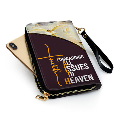 Women Clutch Purse - Forwarding All Issues To Heaven Personalized Jesus Leather Clutch Purse Worship Gift For Christians