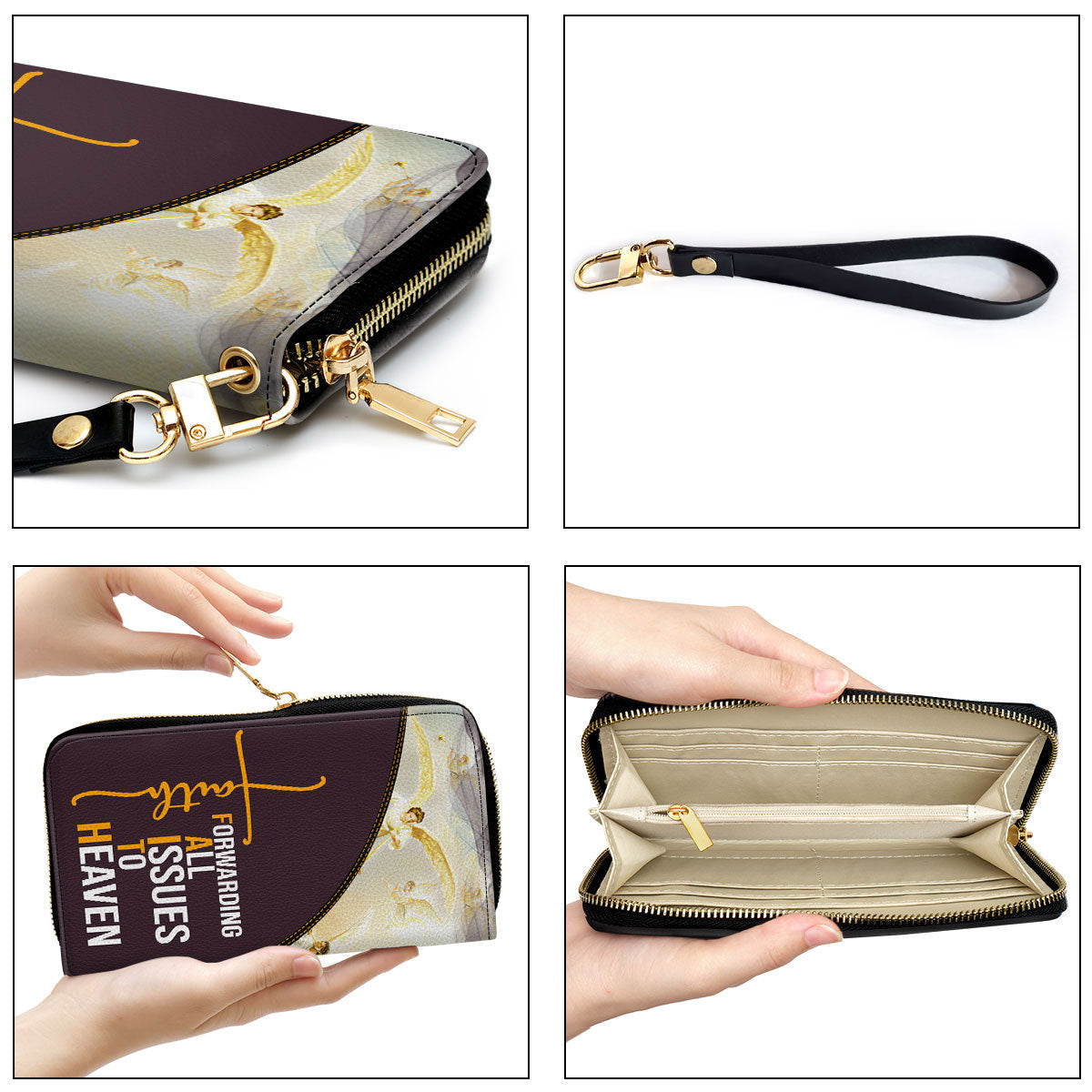 Women Clutch Purse - Forwarding All Issues To Heaven Personalized Jesus Leather Clutch Purse Worship Gift For Christians