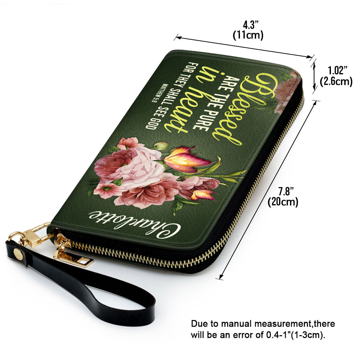 Women Clutch Purse - Gifts For Christian Women Blessed Are The Pure In Heart Matthew 58 Personalized Leather Clutch Purse With Wristlet Strap Handle