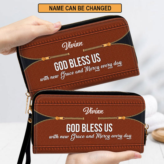 Women Clutch Purse - God Bless Us With New Grace And Meercy - Lovely Personalized Christian Clutch Purse