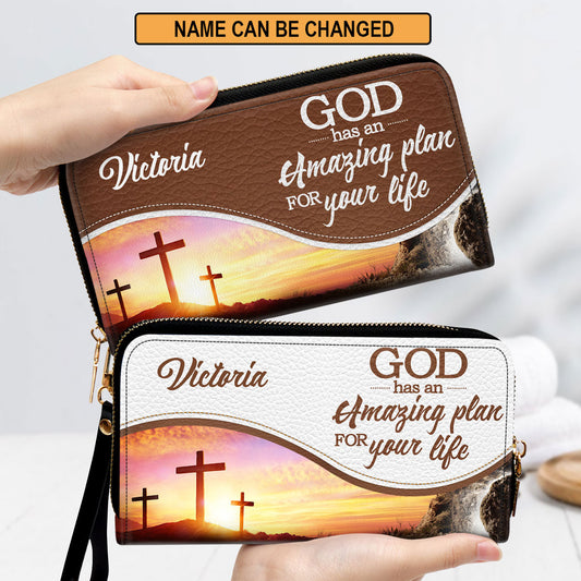 Women Clutch Purse - God Has An Amazing Plan For Your Life - Beautiful Personalized Clutch Purse