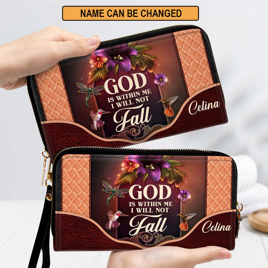 Women Clutch Purse - God Is Within Me, I Will Not Fall - Unique Personalized Clutch Purse