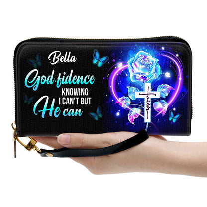Women Clutch Purse - Godfidence Knowing I Can‘T But He Can - Awesome Personalized Clutch Purse