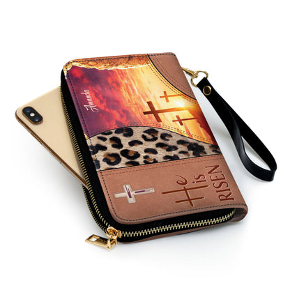 Women Clutch Purse - He Is Risen Purse - Beautiful Personalized Cross Clutch Purse