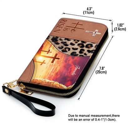 Women Clutch Purse - He Is Risen Purse - Beautiful Personalized Cross Clutch Purse