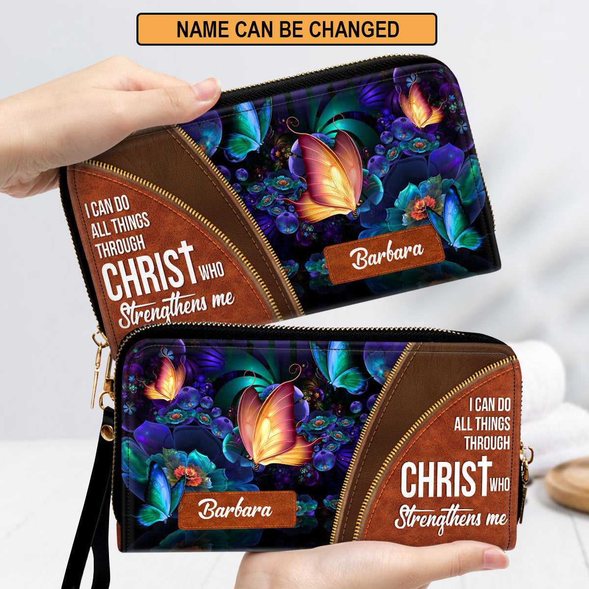 Women Clutch Purse - I Can Do All Things Through Christ - Beautiful Personalized Clutch Purse