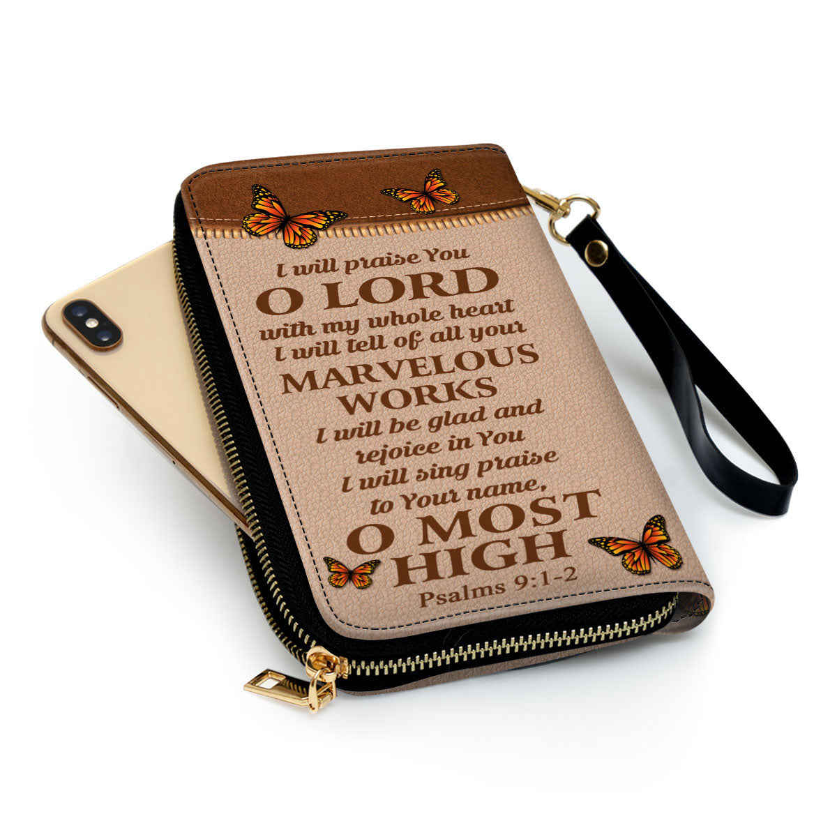 Women Clutch Purse - I Will Be Glad And Rejoice In You Psalm 91-2 Sunflower - Personalized Leather Clutch Purse - Gifts For Christ Women