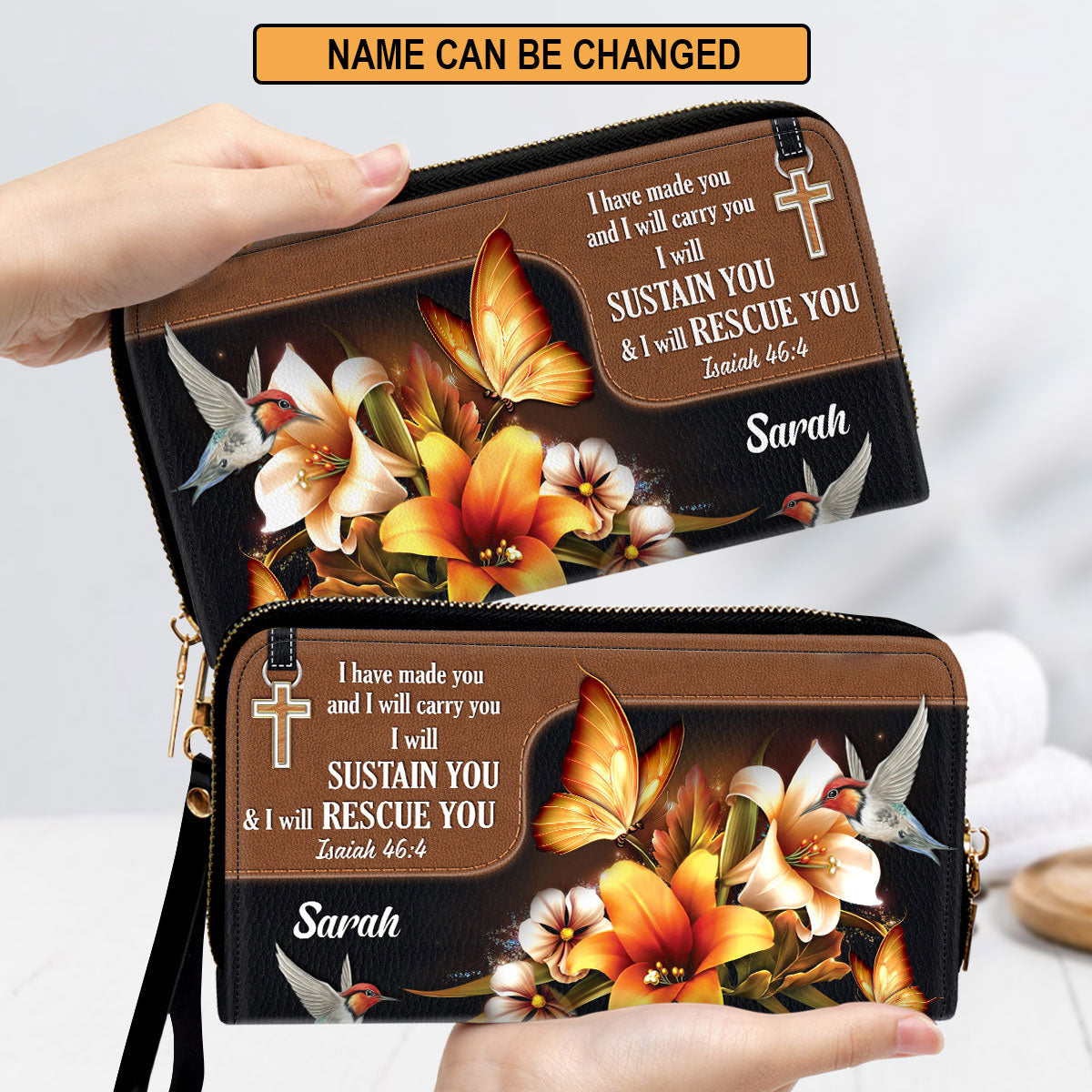 Women Clutch Purse - I Will Sustain You And I Will Rescue You - Pretty Personalized Butterfly Clutch Purse