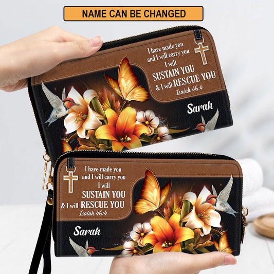 Women Clutch Purse - I Will Sustain You And I Will Rescue You - Pretty Personalized Butterfly Clutch Purse