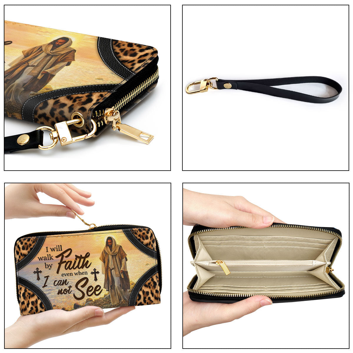 Women Clutch Purse - I Will Walk By Faith Even When I Cannot See - Lovely Christian Clutch Purse