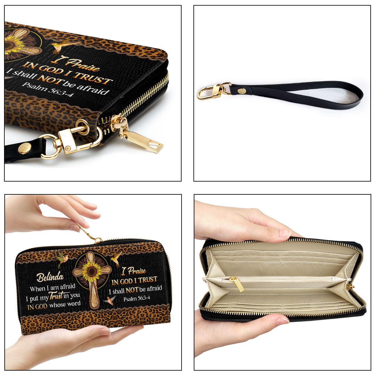 Women Clutch Purse - In God I Trust I Shall Not Be Afraid - Beautiful Personalized Clutch Purse