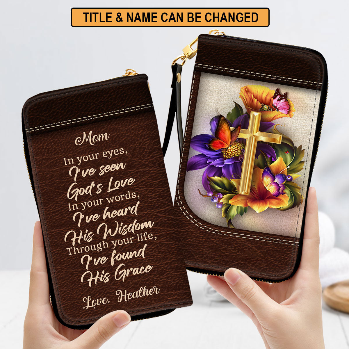 Women Clutch Purse - Inspirational Gifts For Christian Mom Through Your Life, I’ve Found His Grace Personalized Zippered Leather Clutch Purse