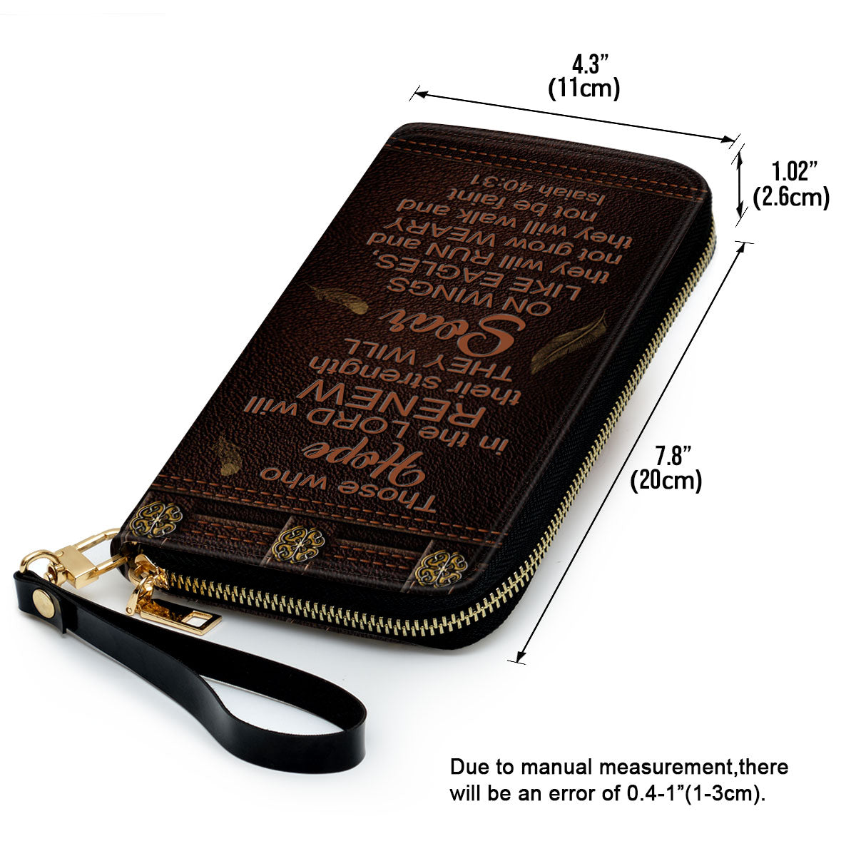 Women Clutch Purse - Isaiah 4031 They Will Walk And Not Be Faint - Personalized Zippered Leather Clutch - Purse For Christian Women
