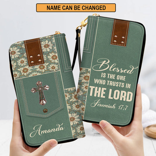 Women Clutch Purse - Jeremiah 177 Blessed Is The One Who Trusts In The Lord - Personalized Leather Clutch Purse - Christan Gifts For Women