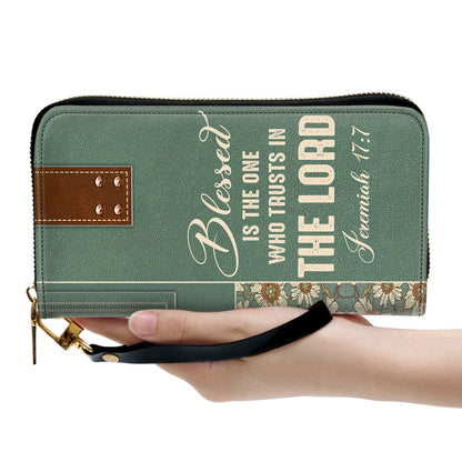 Women Clutch Purse - Jeremiah 177 Blessed Is The One Who Trusts In The Lord - Personalized Leather Clutch Purse - Christan Gifts For Women