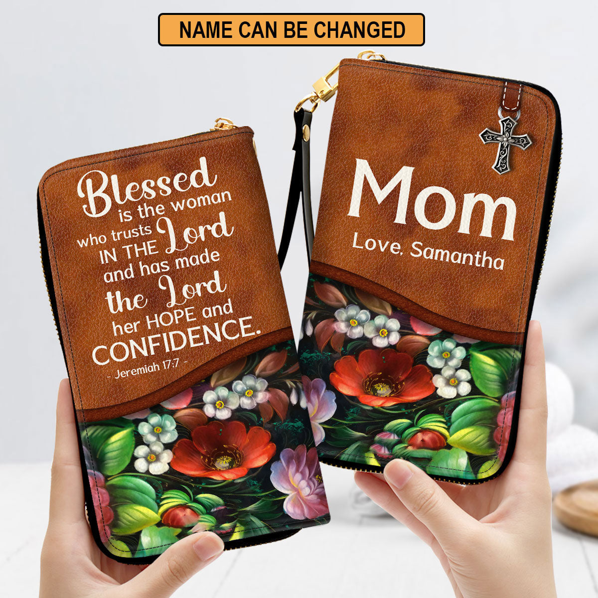 Women Clutch Purse - Jeremiah 177 Personalized Zippered Leather Clutch Purse Scripture Gifts For Christian Women