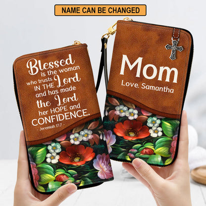 Women Clutch Purse - Jeremiah 177 Personalized Zippered Leather Clutch Purse Scripture Gifts For Christian Women