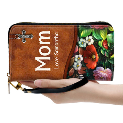 Women Clutch Purse - Jeremiah 177 Personalized Zippered Leather Clutch Purse Scripture Gifts For Christian Women