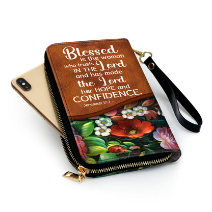 Women Clutch Purse - Jeremiah 177 Personalized Zippered Leather Clutch Purse Scripture Gifts For Christian Women