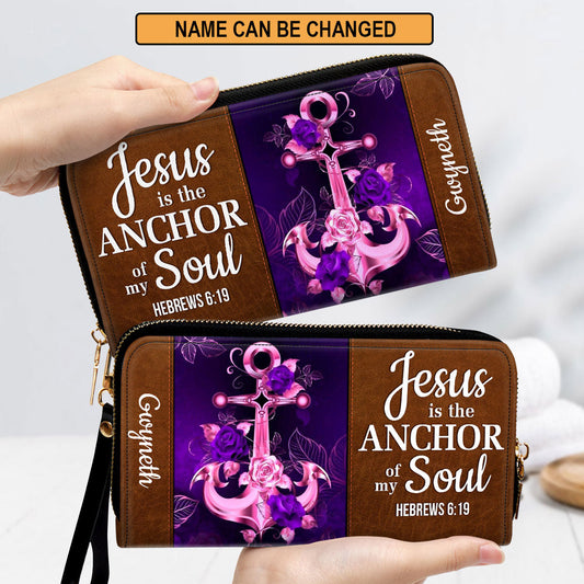 Women Clutch Purse - Jesus Is The Anchor Of My Soul - Personalized Christian Clutch Purse