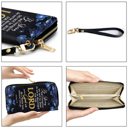 Women Clutch Purse - Joshua 19 Religious Gift With Bible Scripture For Christian Women Personalized Butterfly Zippered Leather Clutch Purse