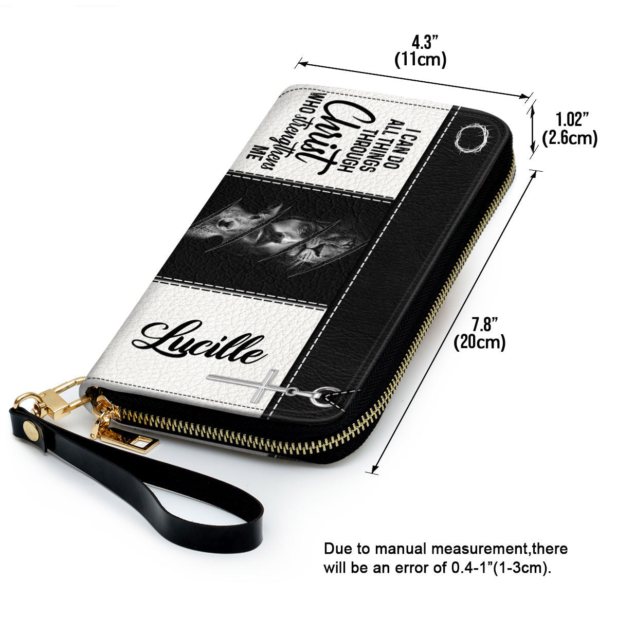 Women Clutch Purse - Lion And Jesus I Can Do All Things Through Christ Philippians 413 Beautiful Personalized Leather Clutch Purse