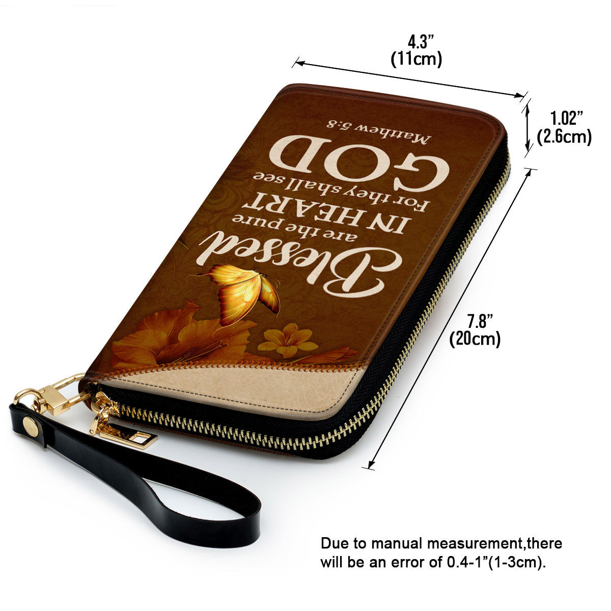 Women Clutch Purse - Matthew 58 Blessed Are The Pure In Heart Gifts For Christian Women Personalized Zippered Leather Clutch Purse