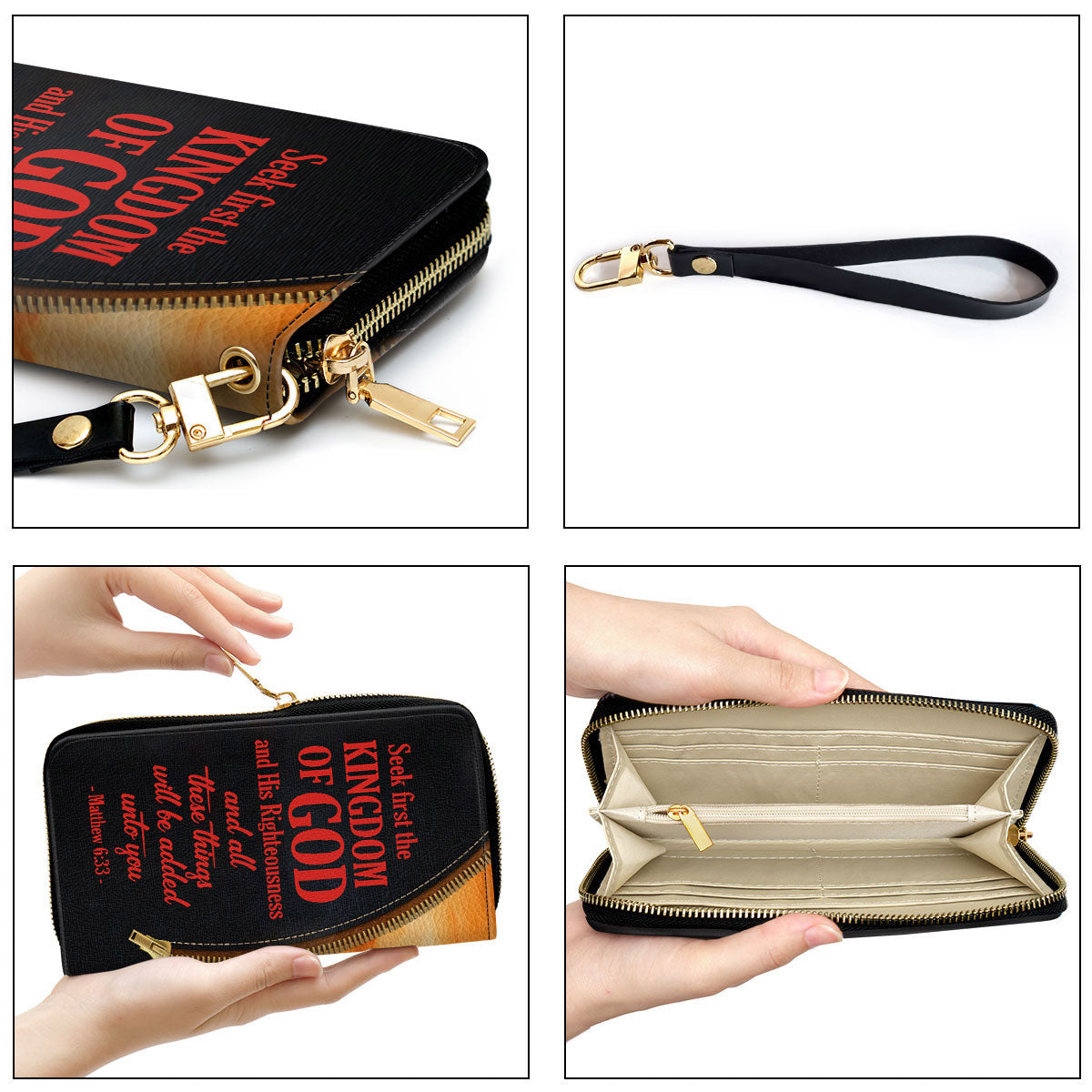 Women Clutch Purse - Matthew 633 Christian Gift Ideas For Religious Women Personalized Zippered Leather Clutch Purse