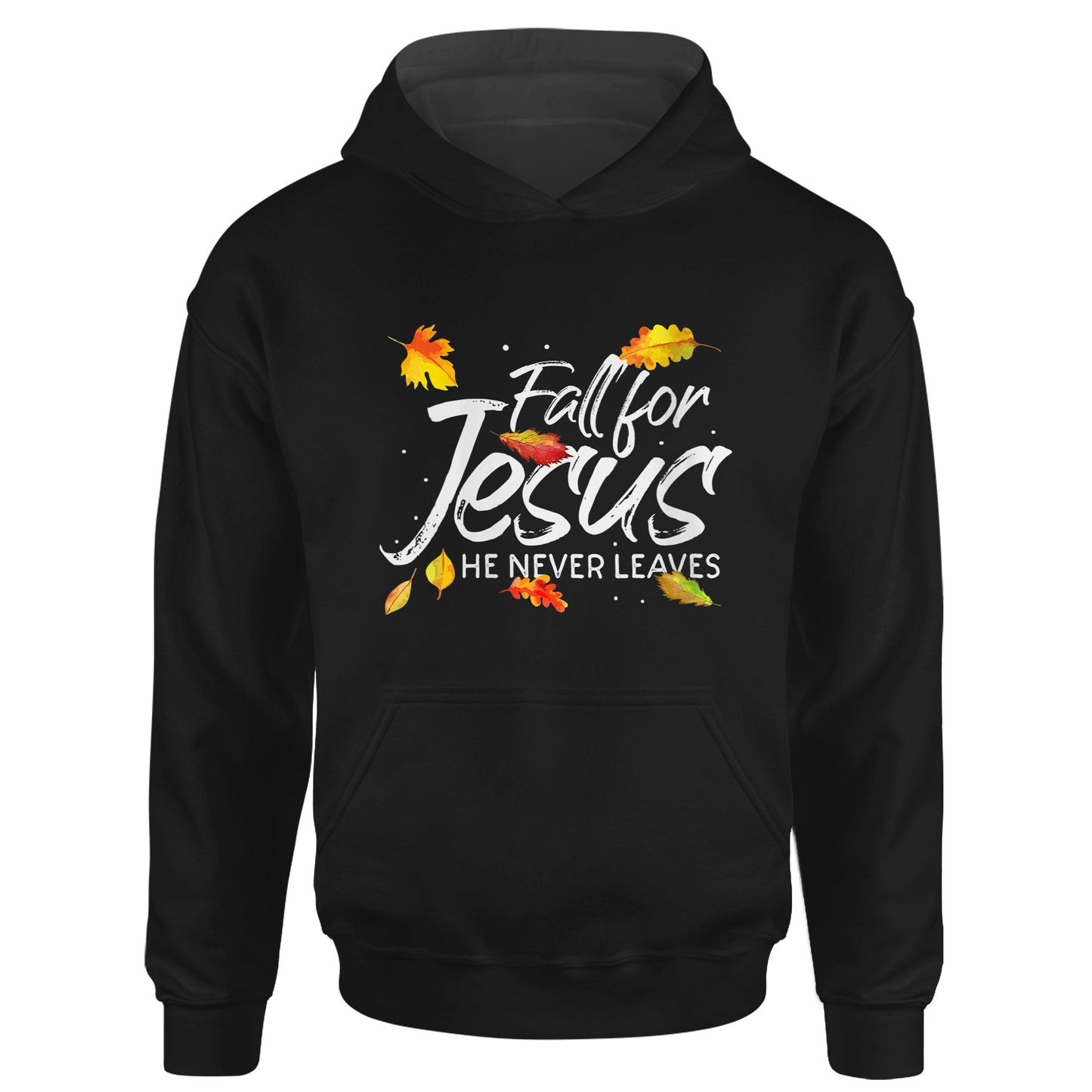 Womens Fall For Jesus - He Never Leaves - Christ - Christian Faith T-Shirt