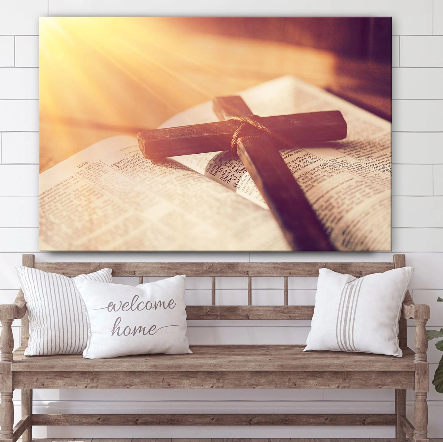 Wooden Christian Cross On The Open - Canvas Picture - Jesus Canvas Pictures - Christian Wall Art