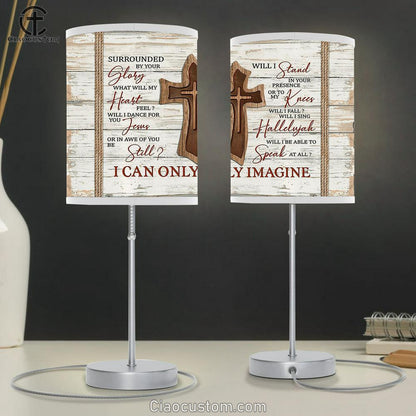 Wooden Cross I Can Only Imagine Table Lamp Art - Bible Verse Lamp Art - Room Decor Christian