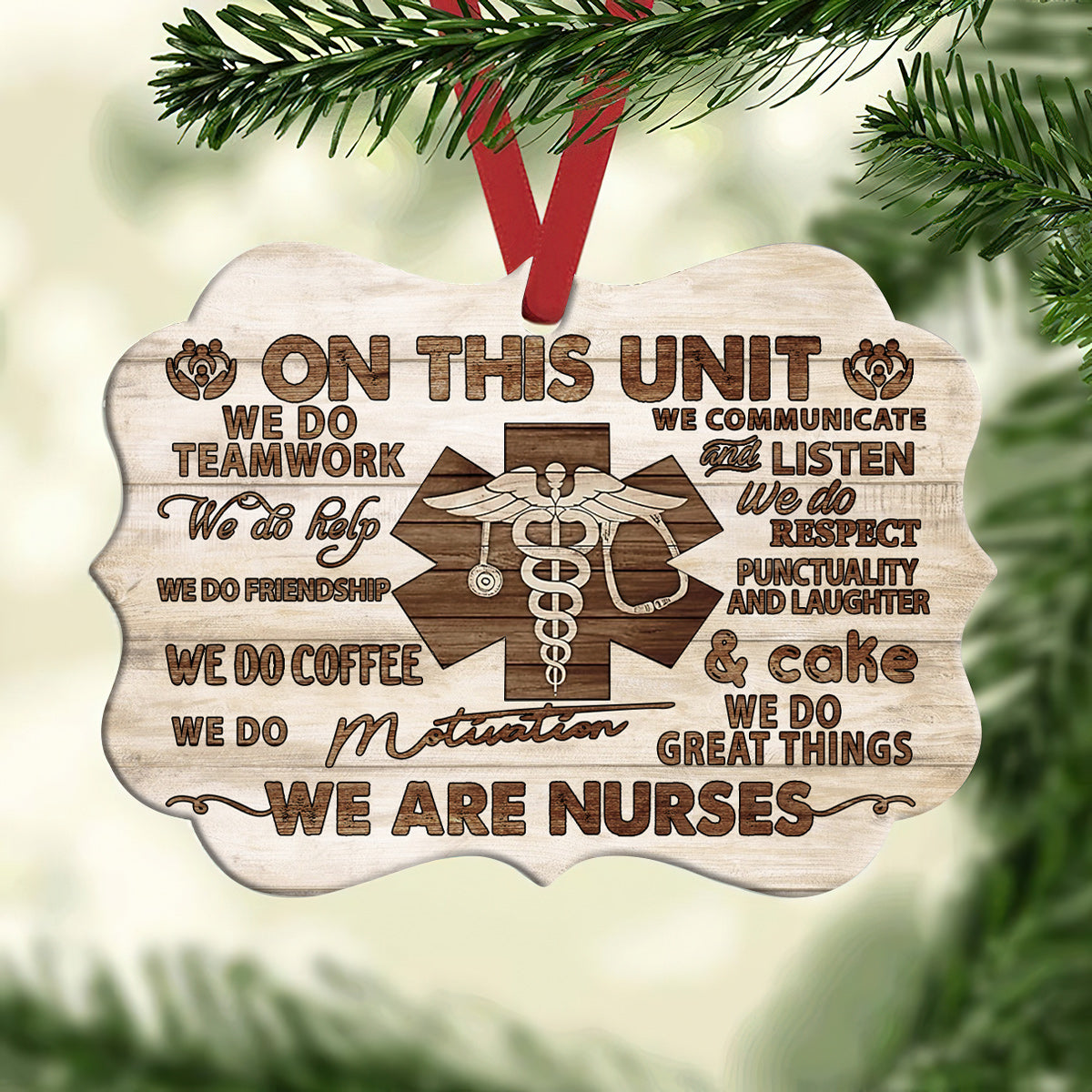 Wooden Style We Are Nurses Metal Ornament - Christmas Ornament - Christmas Gift
