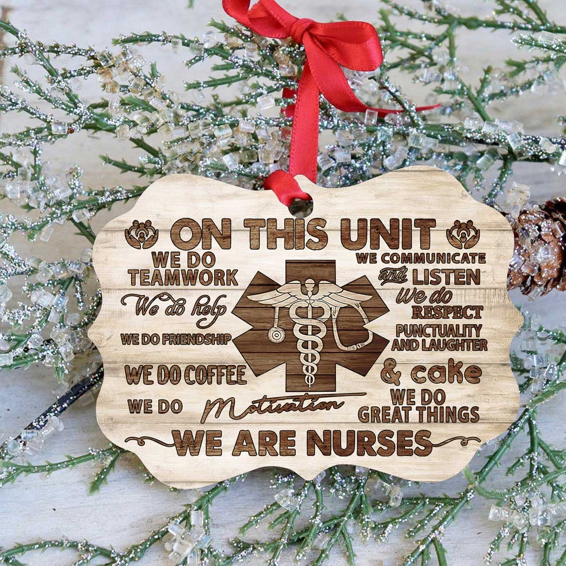 Wooden Style We Are Nurses Metal Ornament - Christmas Ornament - Christmas Gift